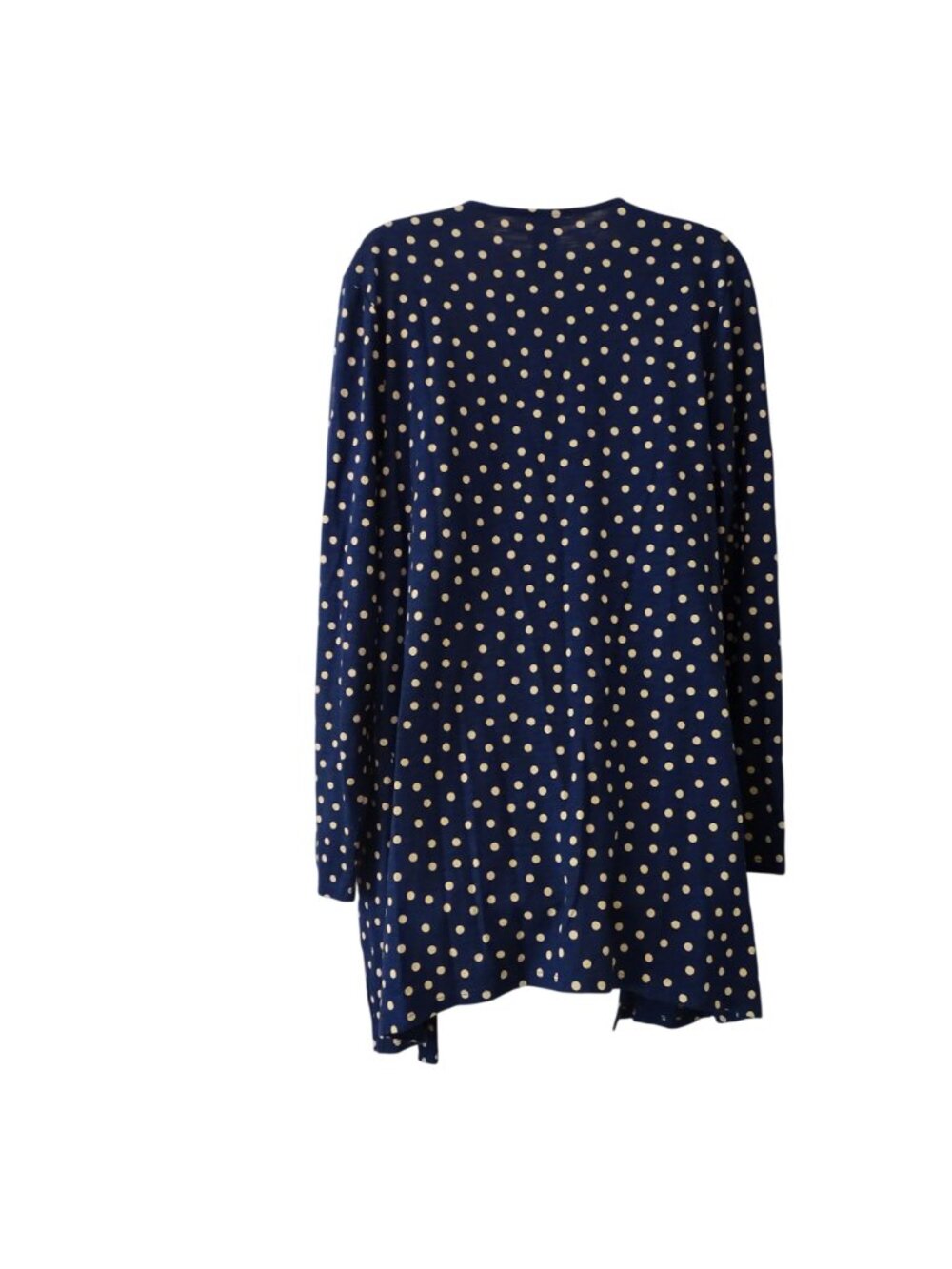 Chicos Women Open Front Blue Tan Cardigan Polka Dot Size 2 L Long Sleeve Office - Picture 4 of 11